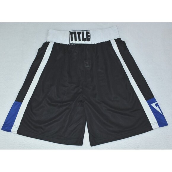 Title Boxing Mens Trunks Size L Black/White Elastic Waist Shorts 7" Inseam - Picture 2 of 12